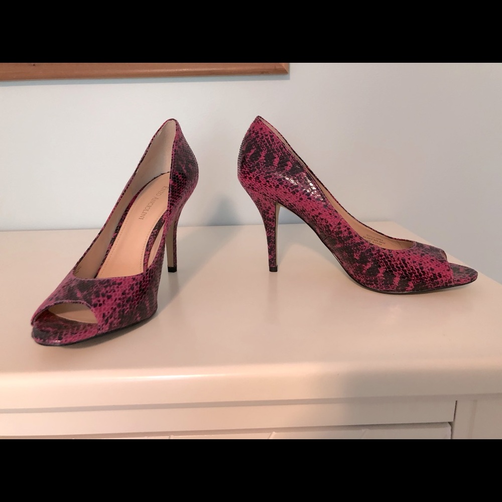Enzo Angiolini Pink and Black Snake Heels Size 10